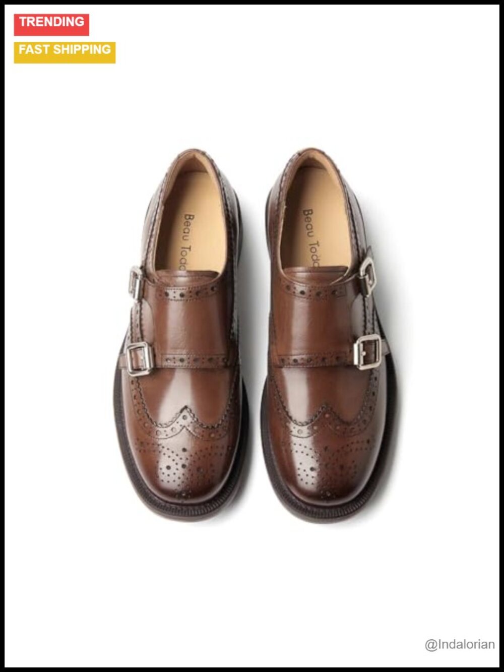 Monk Strap Loafers Cap Toe Leather Wingtip Brogue Double Monk Women